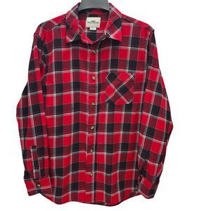 Northeast Outfitters Flannel Shirt Mens Large Black Red Plaid Cabincore Gorpcore